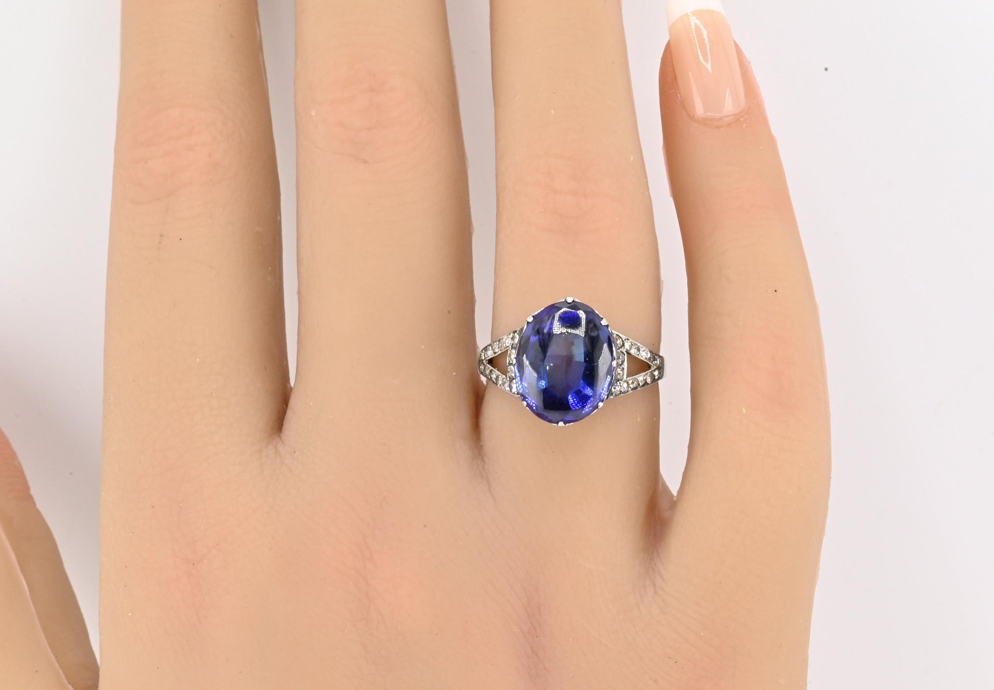 Rare Art Deco Period Sapphire & Diamond Ring With IGI Report