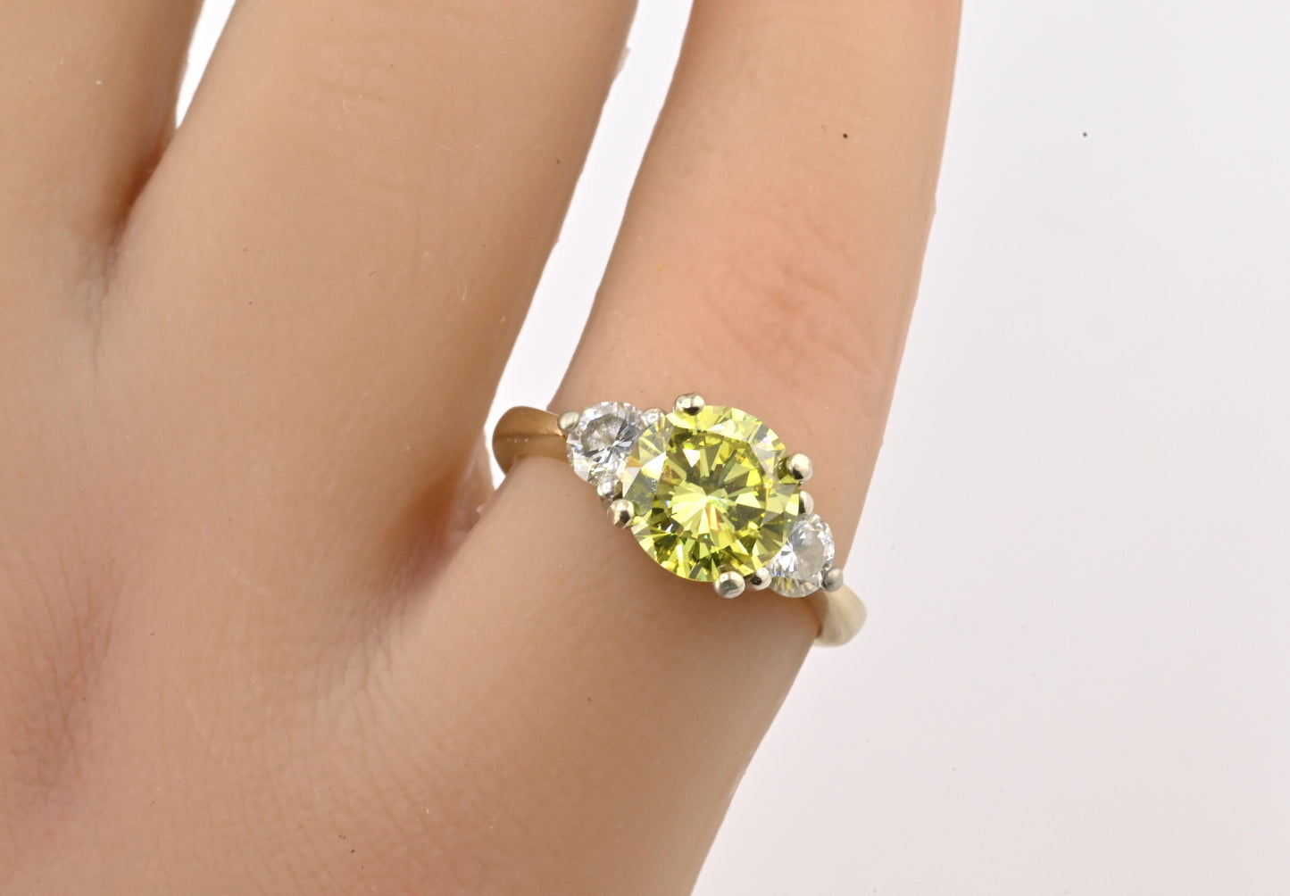 GIA Certified 1.99ct Fancy Intense Yellow Diamond Ring VS1, .50 ct Side Diamonds