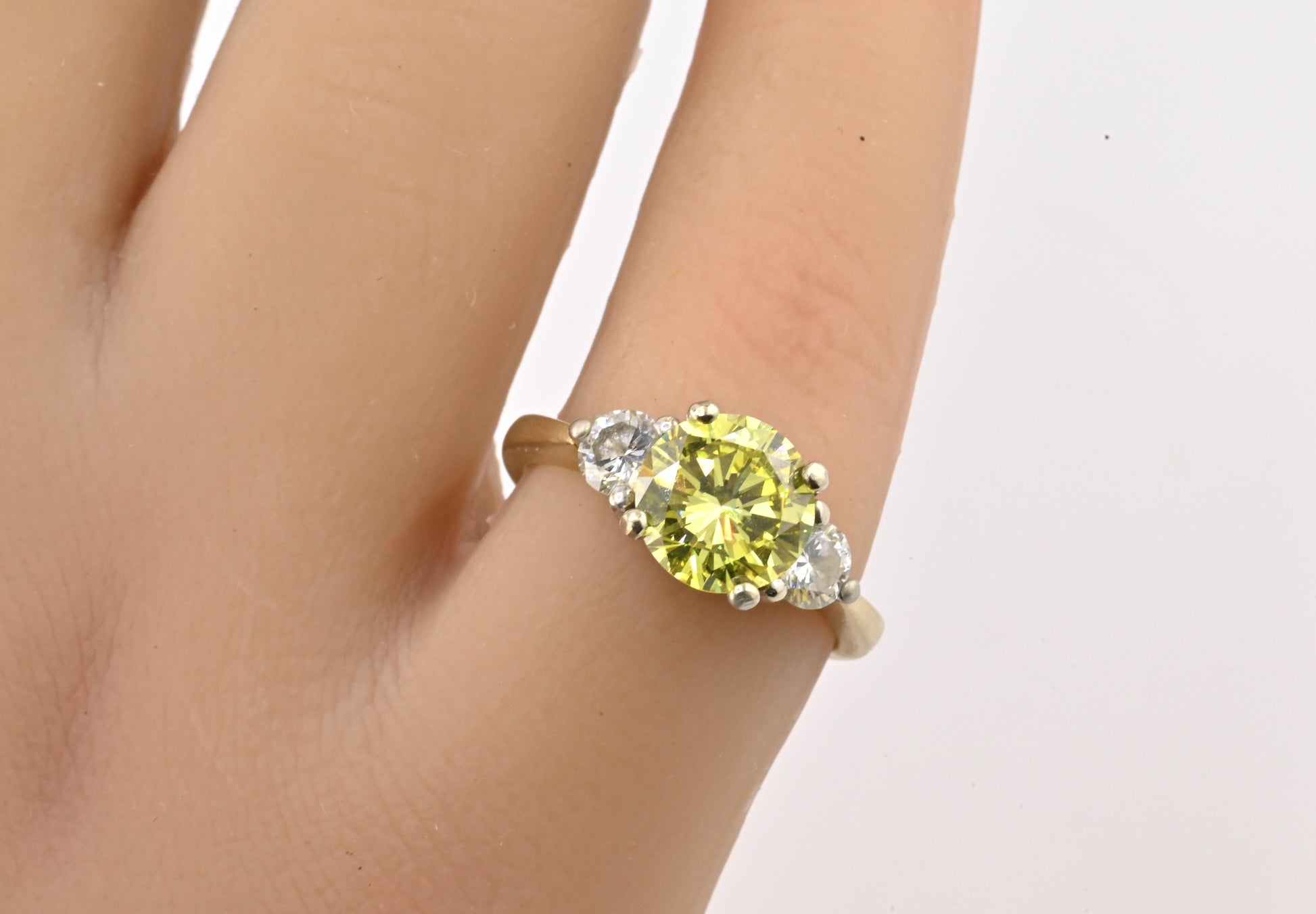 GIA Certified 1.99ct Fancy Intense Yellow Diamond Ring VS1, .50 ct Side Diamonds