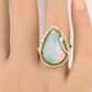 GIA Certified Natural Opal & Diamond 14k Ring – 23x15mm Light Gray Cabochon