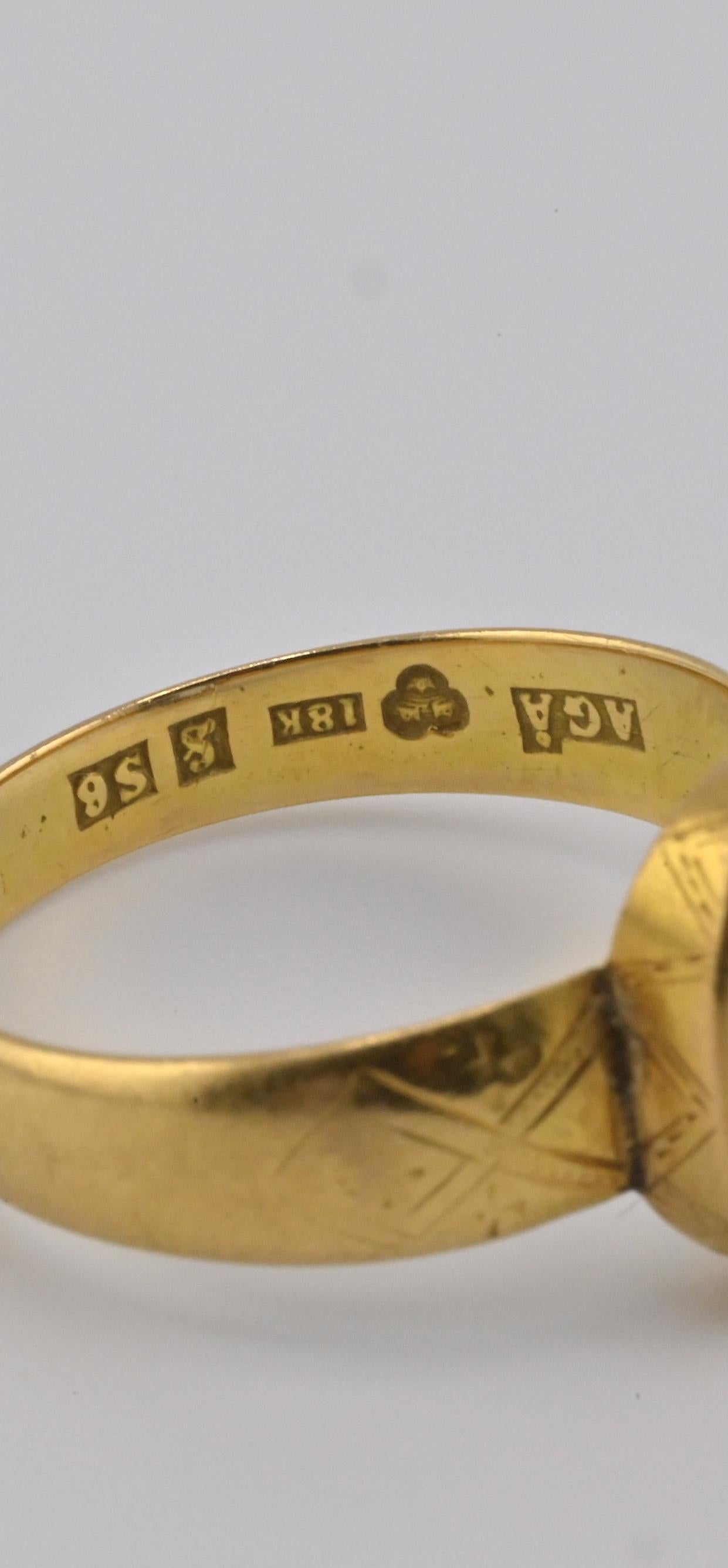 Antique 1800s 18K Yellow Gold Ring w/ Blue Lab-Grown Spinel – Oval Brilliant