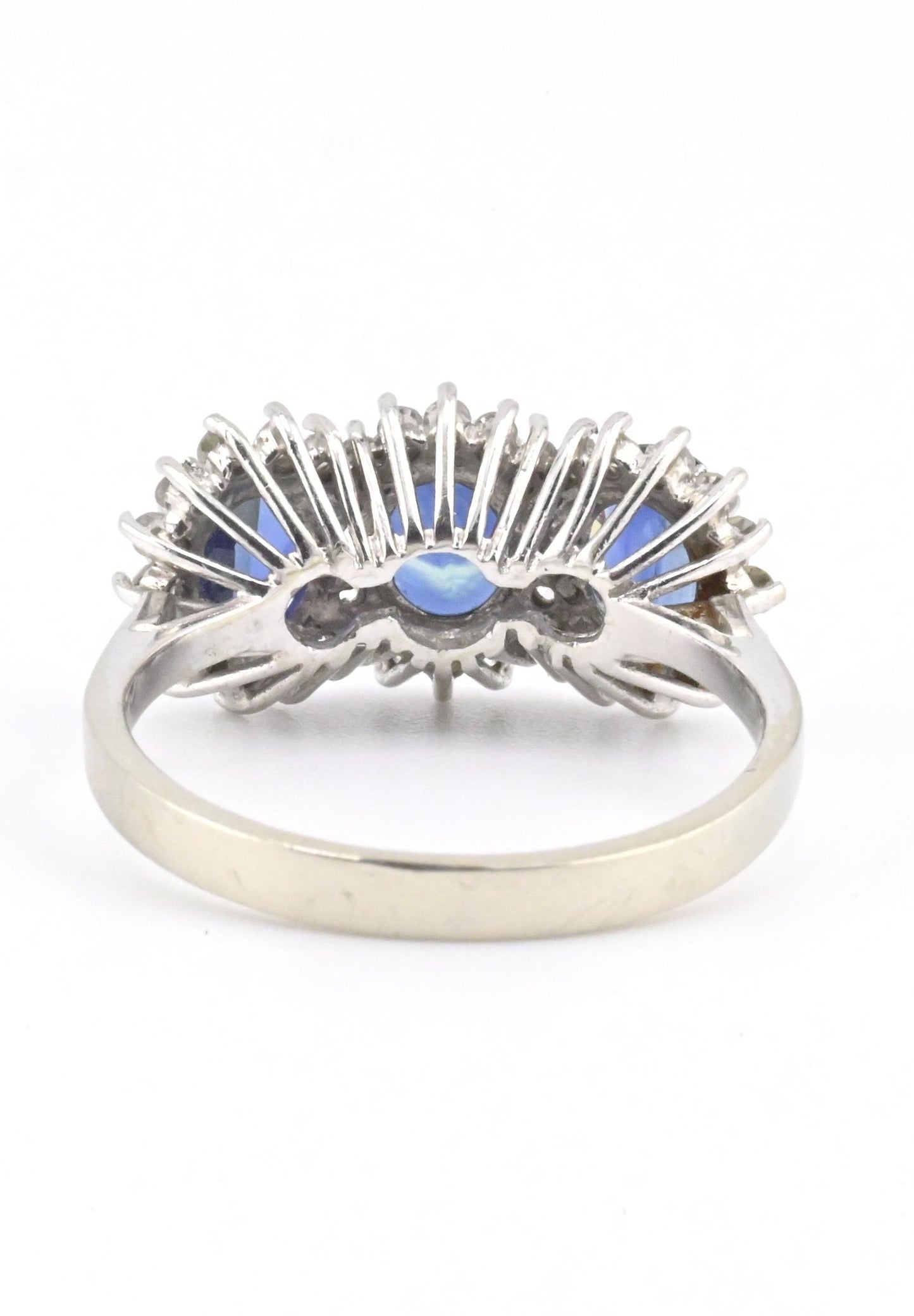 14K White Gold Ring 2.10ct Natural Blue Sapphires & 0.44ct Diamond Accent