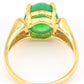 IGI Certified 18K Yellow Gold Chrysoprase & Diamond Ring Size 6
