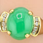 IGI Certified 18K Yellow Gold Chrysoprase & Diamond Ring Size 6