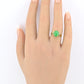 IGI Certified 18K Yellow Gold Chrysoprase & Diamond Ring Size 6