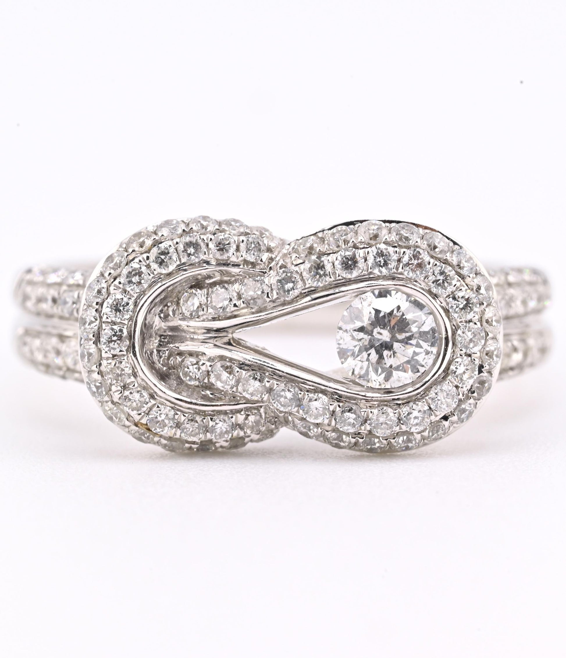 14K White Gold Diamond Halo Ring w/ 0.25ct Center Diamond ZEI Hallmark Size 6.75
