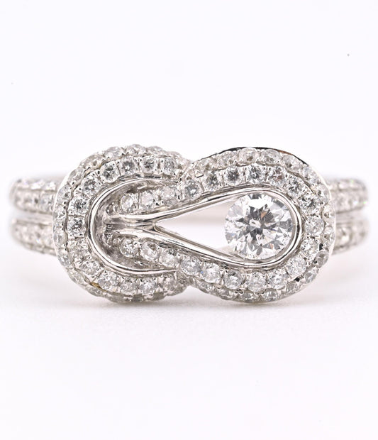14K White Gold Diamond Halo Ring w/ 0.25ct Center Diamond ZEI Hallmark Size 6.75