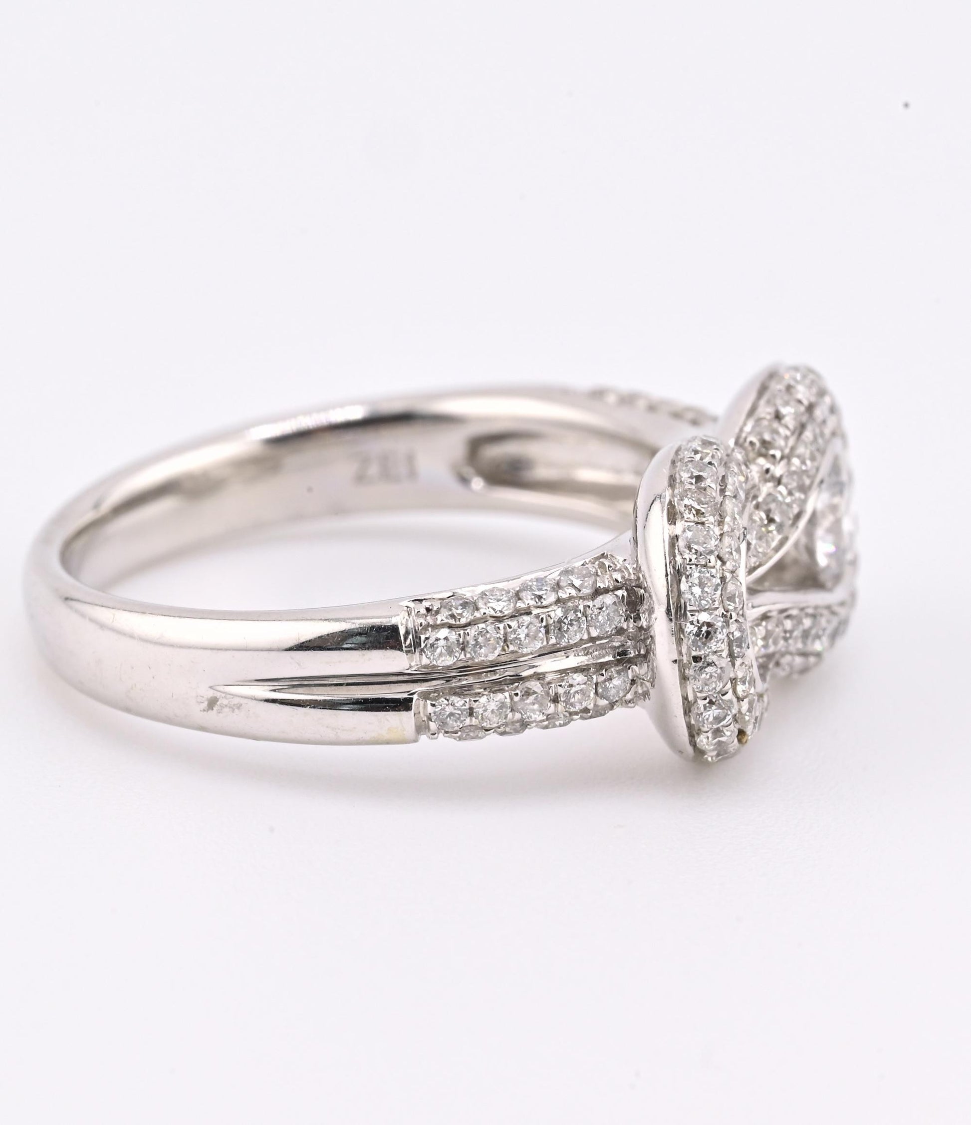 14K White Gold Diamond Halo Ring w/ 0.25ct Center Diamond ZEI Hallmark Size 6.75