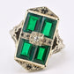 Art Deco 14K White Gold Diamond Filigree Ring 4.75 Ring Size
