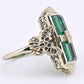 Art Deco 14K White Gold Diamond Filigree Ring 4.75 Ring Size