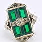 Art Deco 14K White Gold Diamond Filigree Ring 4.75 Ring Size
