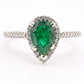 Platinum Pear Cut Emerald & Diamond Halo Ring 1.35ct Ring Size 6.5 IGI Certified