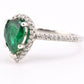 Platinum Pear Cut Emerald & Diamond Halo Ring 1.35ct Ring Size 6.5 IGI Certified