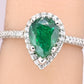 Platinum Pear Cut Emerald & Diamond Halo Ring 1.35ct Ring Size 6.5 IGI Certified