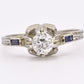 Art Deco 18K White Gold Diamond & Sapphire Ring 0.39ct Size 7 2.71 Grams