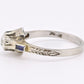 Art Deco 18K White Gold Diamond & Sapphire Ring 0.39ct Size 7 2.71 Grams