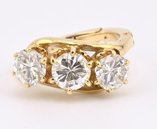 IGI Certified 14K Yellow Gold 3-Stone Diamond Ring 2.25ctw Ring Size 4.25