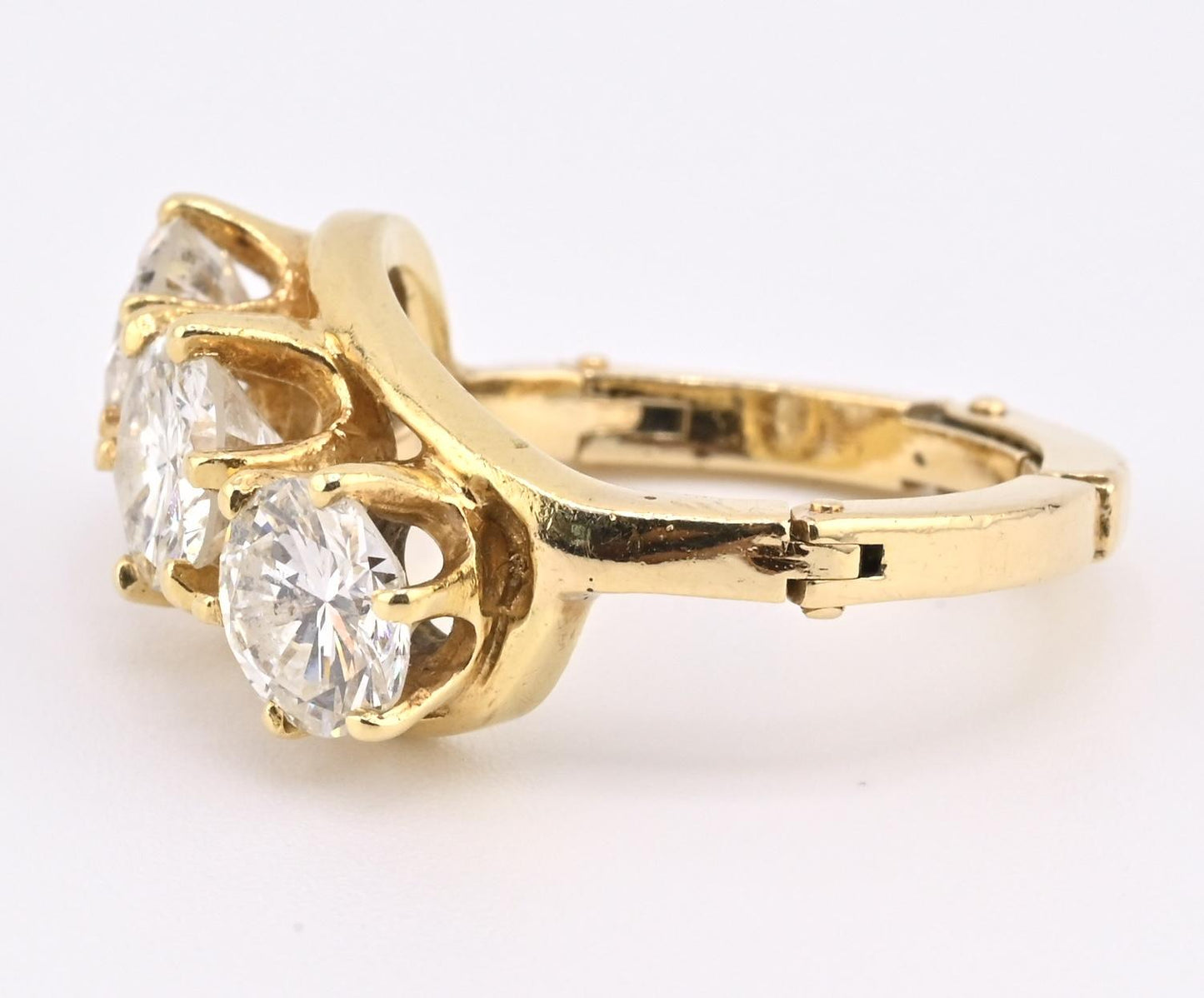 IGI Certified 14K Yellow Gold 3-Stone Diamond Ring 2.25ctw Ring Size 4.25