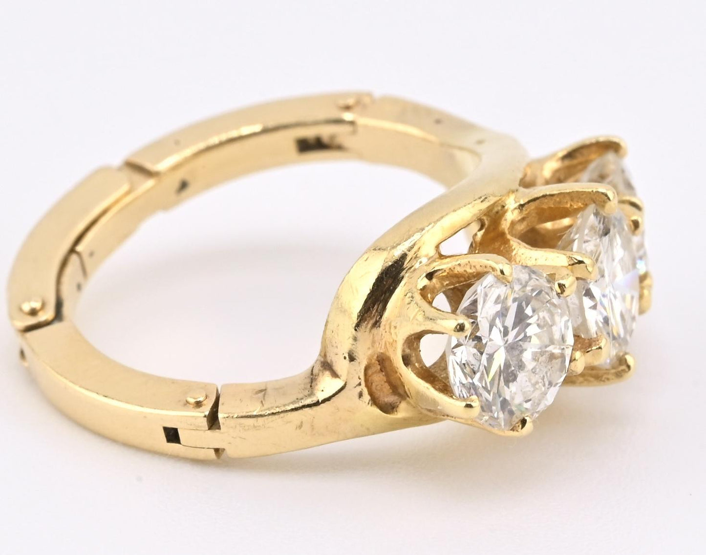 IGI Certified 14K Yellow Gold 3-Stone Diamond Ring 2.25ctw Ring Size 4.25