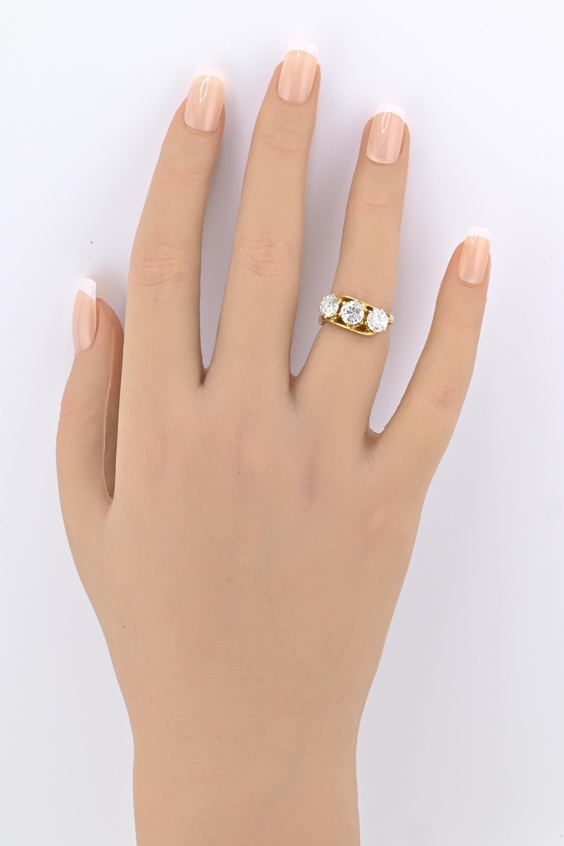 IGI Certified 14K Yellow Gold 3-Stone Diamond Ring 2.25ctw Ring Size 4.25