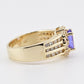 14K Yellow Gold Tanzanite & Diamond Halo Ring Oval Tanzanite Ring Size 7.75