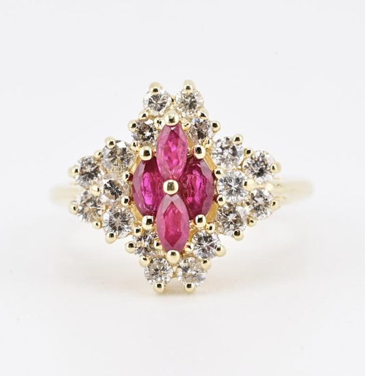 14K Yellow Gold Diamond Cluster Ring 3.05g Size 3