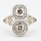 Art Deco Platinum & White Gold Two-Stone Diamond Ring 1.00ctw SI2-I1 6.75