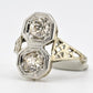 Art Deco Platinum & White Gold Two-Stone Diamond Ring 1.00ctw SI2-I1 6.75