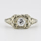 IGI Certified Art Deco 18K White Gold Diamond Ring Size 5.25