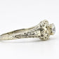 IGI Certified Art Deco 18K White Gold Diamond Ring Size 5.25
