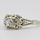 IGI Certified Art Deco 18K White Gold Diamond Ring Size 5.25