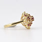 14K Yellow Gold Ruby / Sapphire & Diamond Cluster Ring 4g Size 5.75