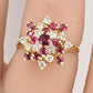 14K Yellow Gold Ruby / Sapphire & Diamond Cluster Ring 4g Size 5.75