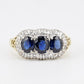 14K Yellow Gold Sapphire & Diamond Ring | Natural Oval Blue Sapphires