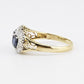 14K Yellow Gold Sapphire & Diamond Ring | Natural Oval Blue Sapphires