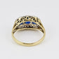 14K Yellow Gold Sapphire & Diamond Ring | Natural Oval Blue Sapphires