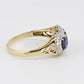 14K Yellow Gold Sapphire & Diamond Ring | Natural Oval Blue Sapphires