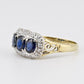 14K Yellow Gold Sapphire & Diamond Ring | Natural Oval Blue Sapphires