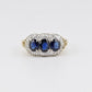 14K Yellow Gold Sapphire & Diamond Ring | Natural Oval Blue Sapphires