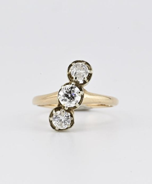 Antique 1920s 14K Gold Old European Cut Diamond Ring .84ctw Size 6 Art Deco