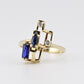 IGI Certified 14K Yellow Gold Sapphire & Diamond Ring Size 8.5