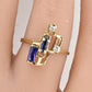IGI Certified 14K Yellow Gold Sapphire & Diamond Ring Size 8.5