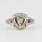 IGI Certified 18K White Gold Heart Ruby & Diamond Ring Size 6.5