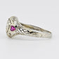 IGI Certified 18K White Gold Heart Ruby & Diamond Ring Size 6.5