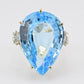 Massive Blue Topaz Ring 14K Yellow Gold 15.70g w/ Side Diamonds Size 9