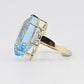 Massive Blue Topaz Ring 14K Yellow Gold 15.70g w/ Side Diamonds Size 9