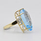 Massive Blue Topaz Ring 14K Yellow Gold 15.70g w/ Side Diamonds Size 9