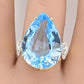 Massive Blue Topaz Ring 14K Yellow Gold 15.70g w/ Side Diamonds Size 9