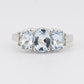 14K White Gold Three Oval Aquamarine & Diamond Ring 5.75 – 3.34 Grams