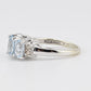 14K White Gold Three Oval Aquamarine & Diamond Ring 5.75 – 3.34 Grams